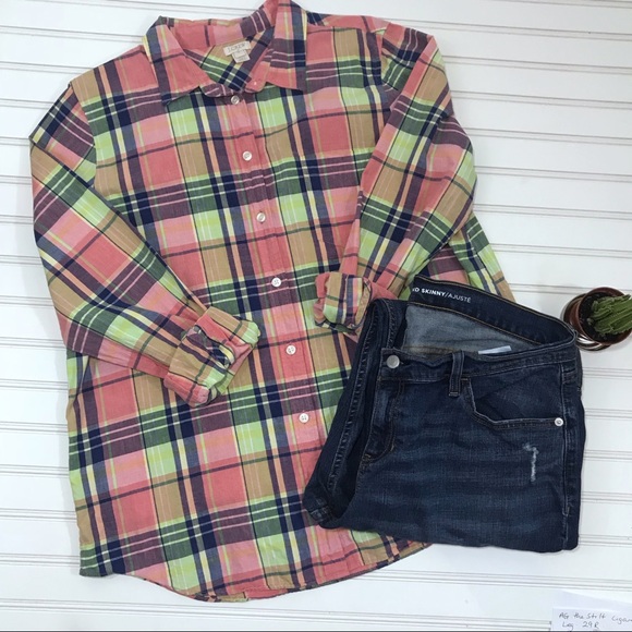 J. Crew Factory Tops - J. Crew Plaid Button Down Shirt XL